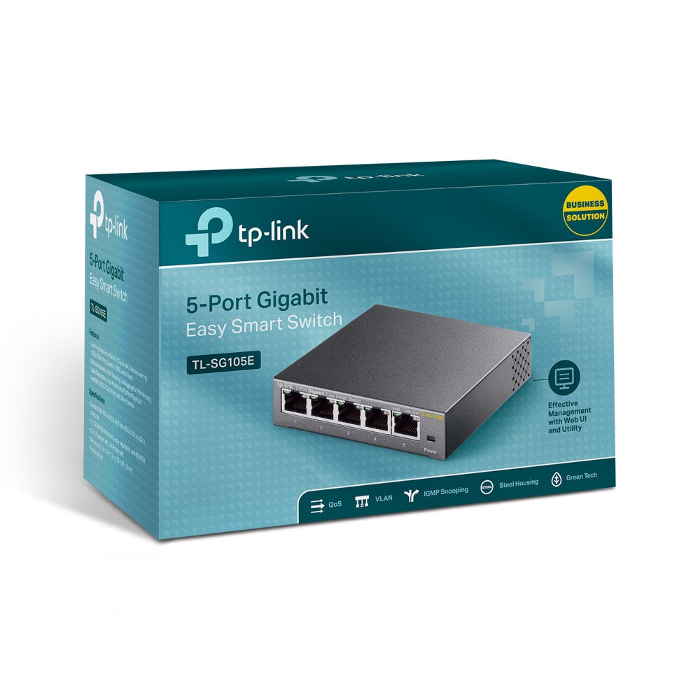 Switch Smart 5 Portas TP-Link TL-SG105E 5 Portas de 10/100/1000Mbps RJ45 Ports, Easy Smart Gigabit