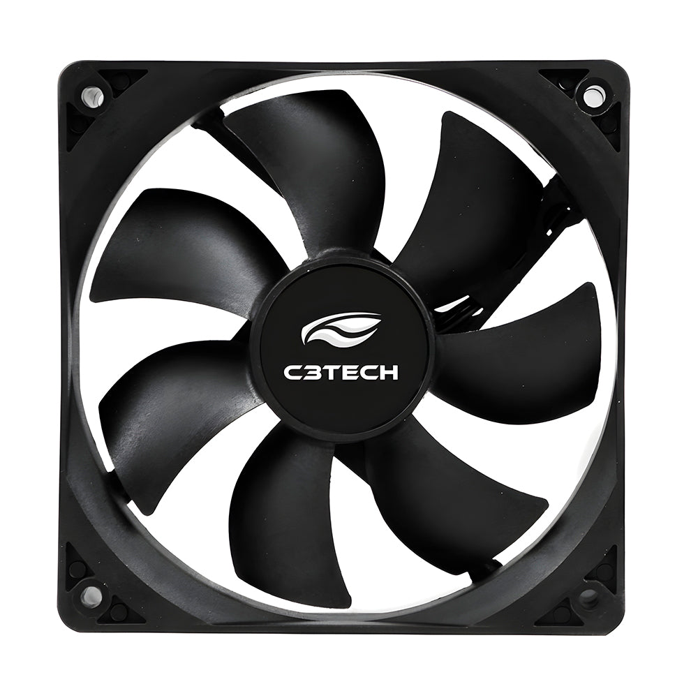 Cooler Fan C3Tech F7-100BK Storm 12x12x2.5 cm Preto - Rolamento FDB 12v 1200RPM