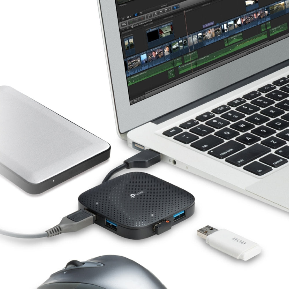 Hub USB 3.0 TP-Link UH400 com 4 Portas 5Gbps Cabo Dobrável Portátil Plug & Play Windows, Mac e Linux - Preto