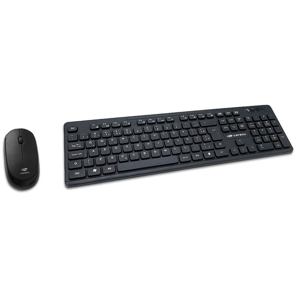 Kit Teclado e Mouse C3tech, Sem Fio, 2.4GHz, Mouse 3 Botões, K-W20BK, Preto