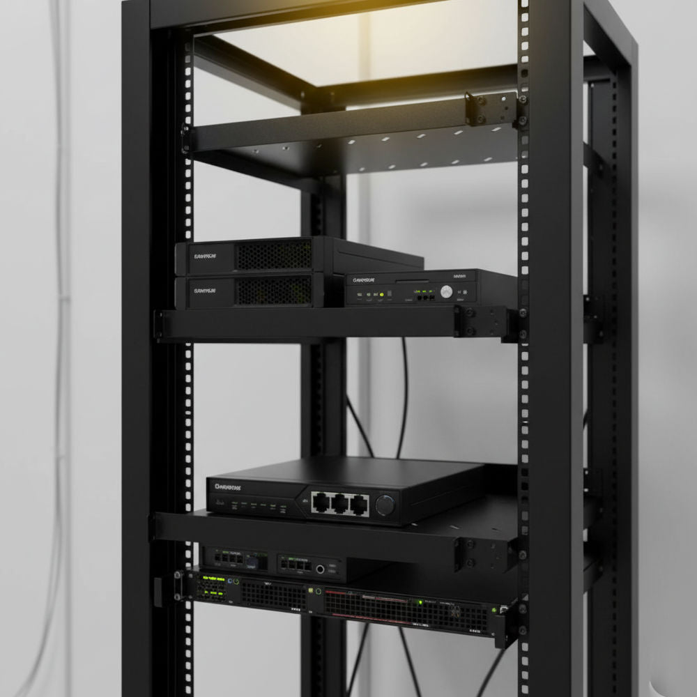 Bandeja Fixa Para Rack Servidor 19" X450mm, Ventilada Com 4 Pontos de Fixação- Max Eletron 4651