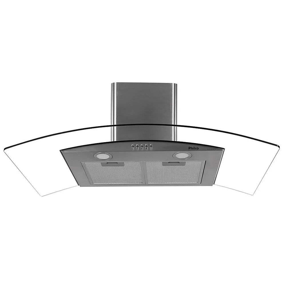 Coifa Depurador Glass Philco PC090G, Curva 90cm Inox Dupla Filtragem 220v