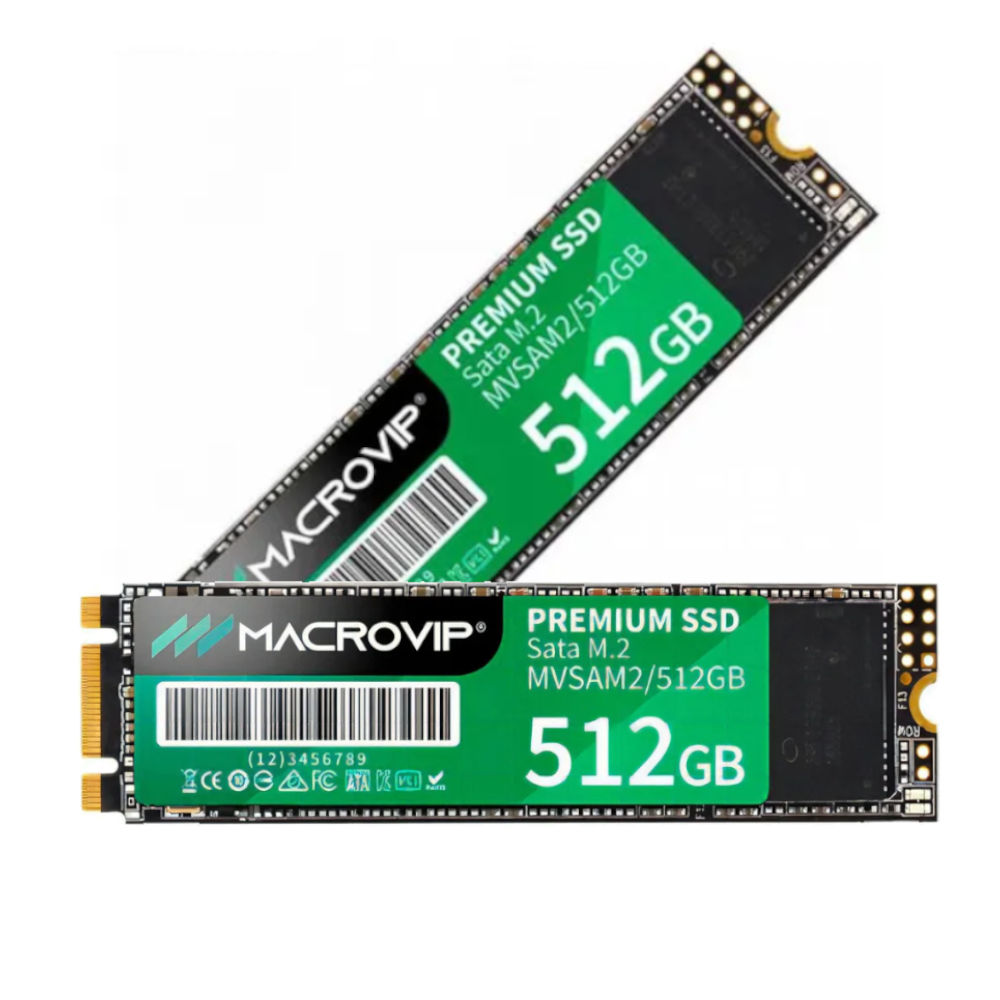 SSD Macrovip Premium M.2 SATA III 512GB Leitura 500MB/s Gravação 450MB/s - MVSAM2/512GB