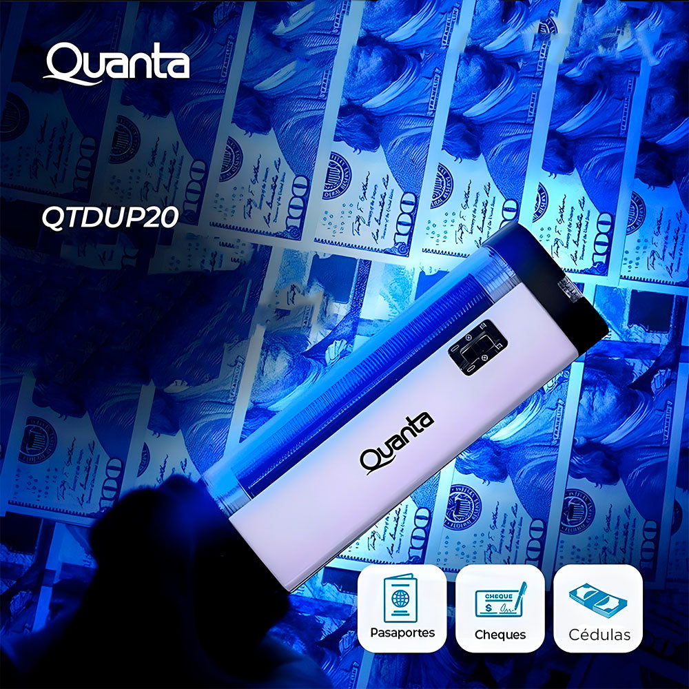 Detector de Notas Falsas Quanta QTDUP20, Com Raios Ultravioletas, Cinza