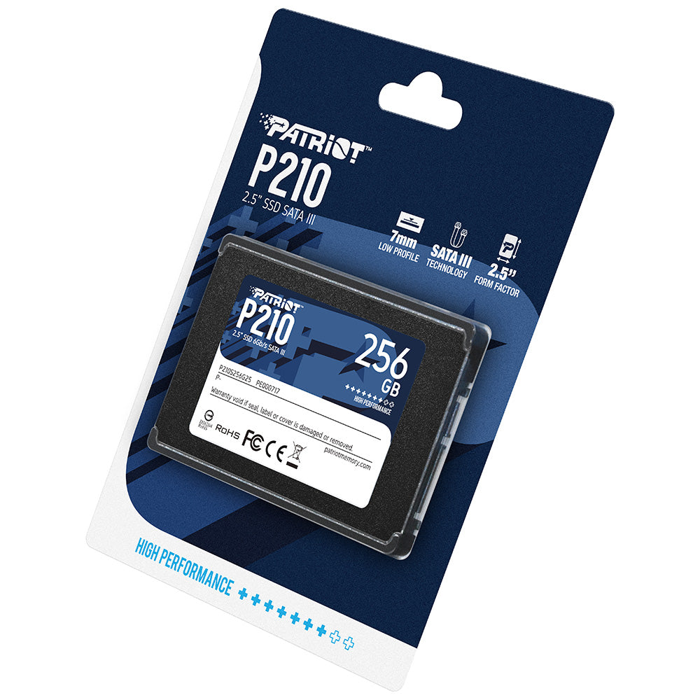 SSD Patriot 256GB, P210, Sata III 6GB/s, Leitura 500MB/s, Gravacao 400MB/s, P210S256G25