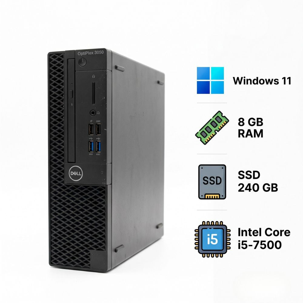 Mini Computador Dell OptiPlex 3050 Core i5 7500, Ram 8gb, SSD 240GB, Windows 11, (Usado)