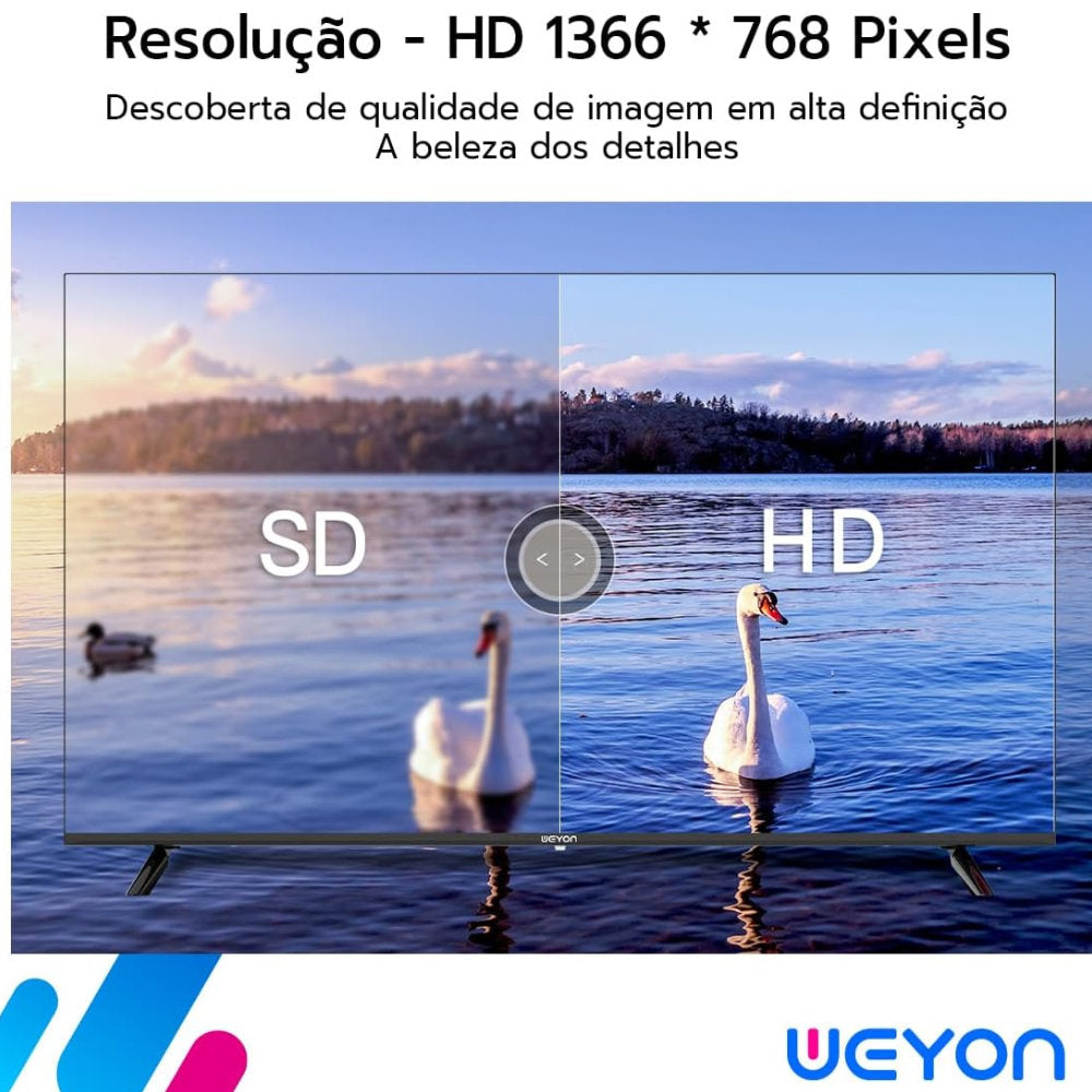 Smart TV 32" WEYON LED Android 14 HD Wi-Fi Google Play e Google Cast Bivolt