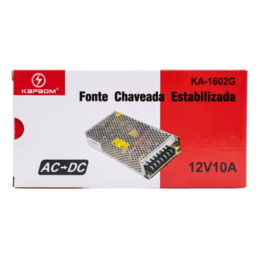 Fonte Chaveada Kapbom KA-1602G 12V 10A 120W Bivolt