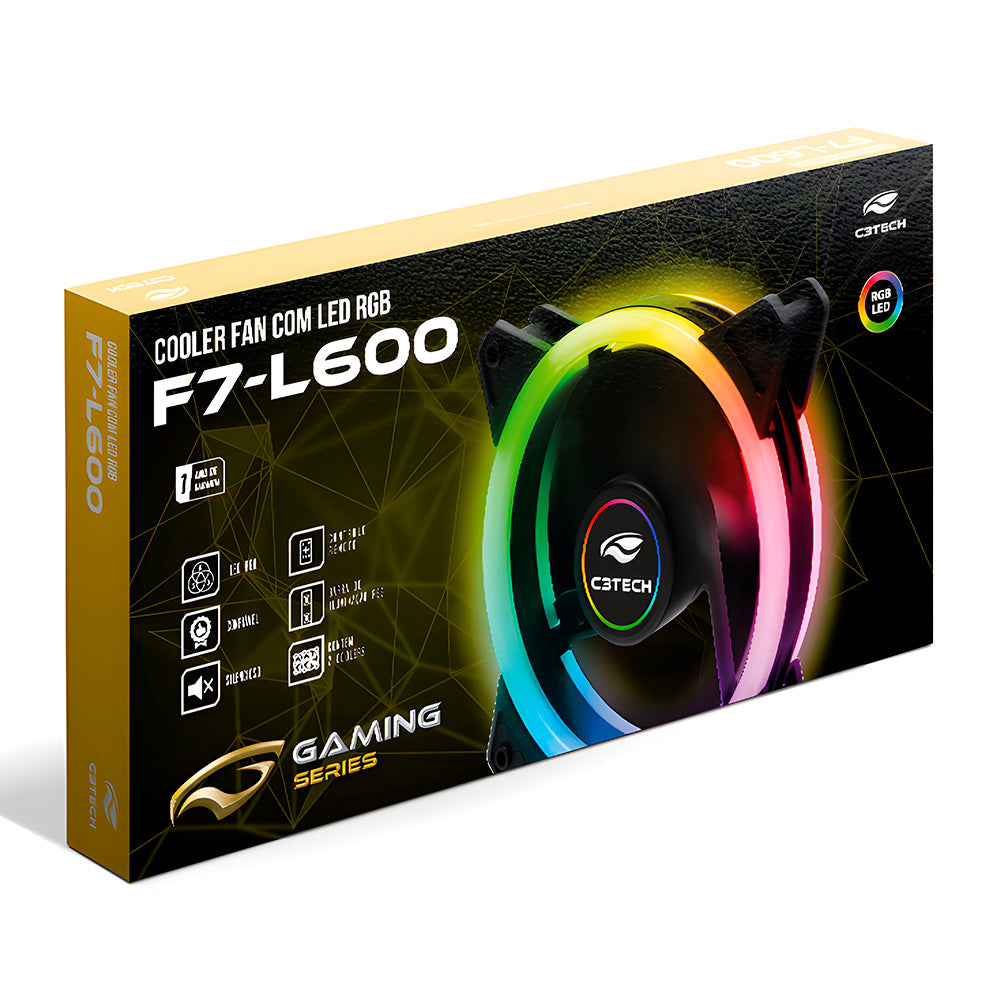 Kit Cooler Fan Com Controle Remoto F7-L600RGB C3Tech