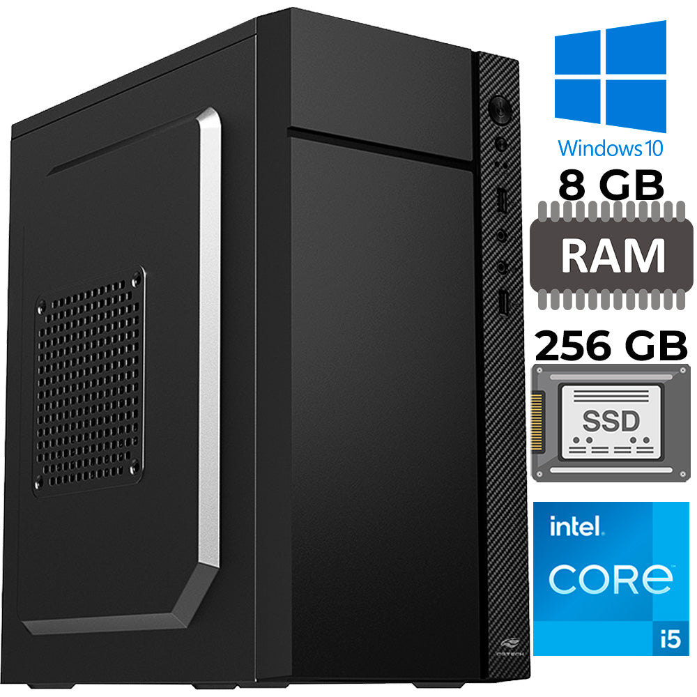 Computador Core i5-2400, Memória RAM 8GB, SSD 256GB, Gt-H61 Com Slot M2, Rede Gigabit, MT-34BK, Windows, MousePad Brinde