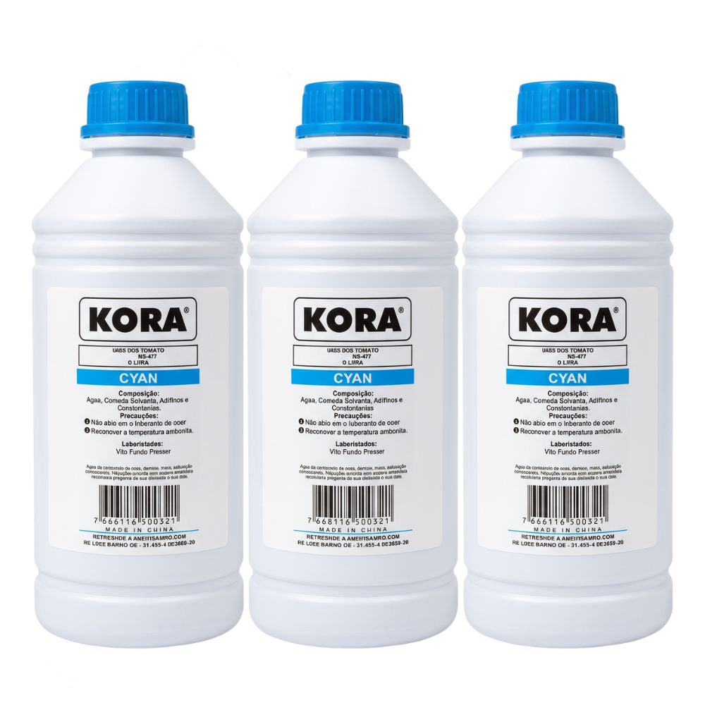 Litro de Tinta Kora Epson Universal Corante Ciano, Light Compativel Com Ecotank Epson L3150 L3250 L355 L365 L375 L395