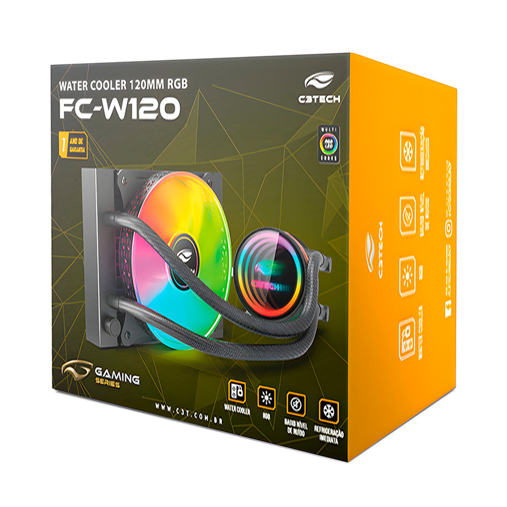 Water Cooler 120mm FC-W120RGB, LED RGB, AMD e Intel, C3Tech Gaming