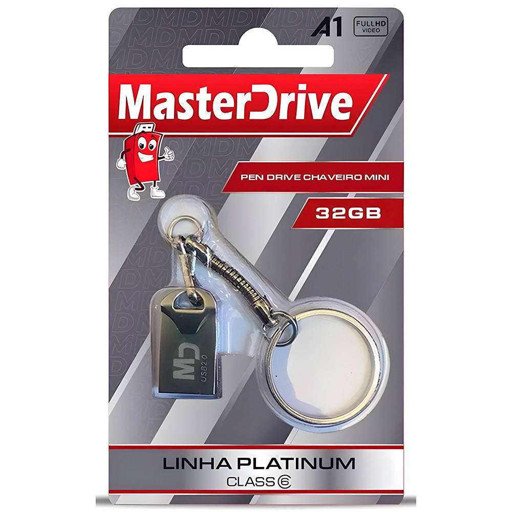 Pen Drive Chaveiro Mini, Linha Platinum, 32GB, Classe 6 - MasterDrive