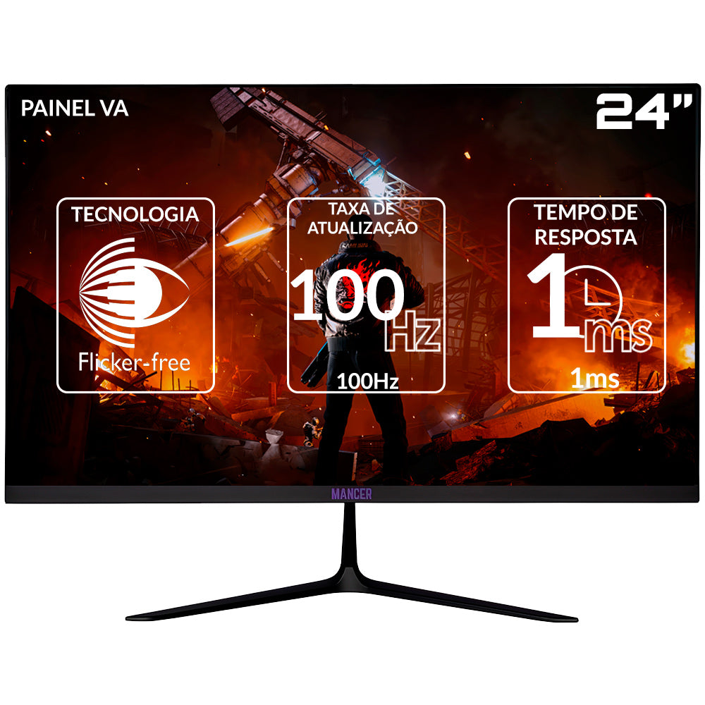 Monitor Gamer Mancer Horizon Z2, 24" VA, Full HD 100Hz, 1ms MPRT, HDMI/VGA, Painel Antirreflexo, Preto - MCR-HZN24-BL2