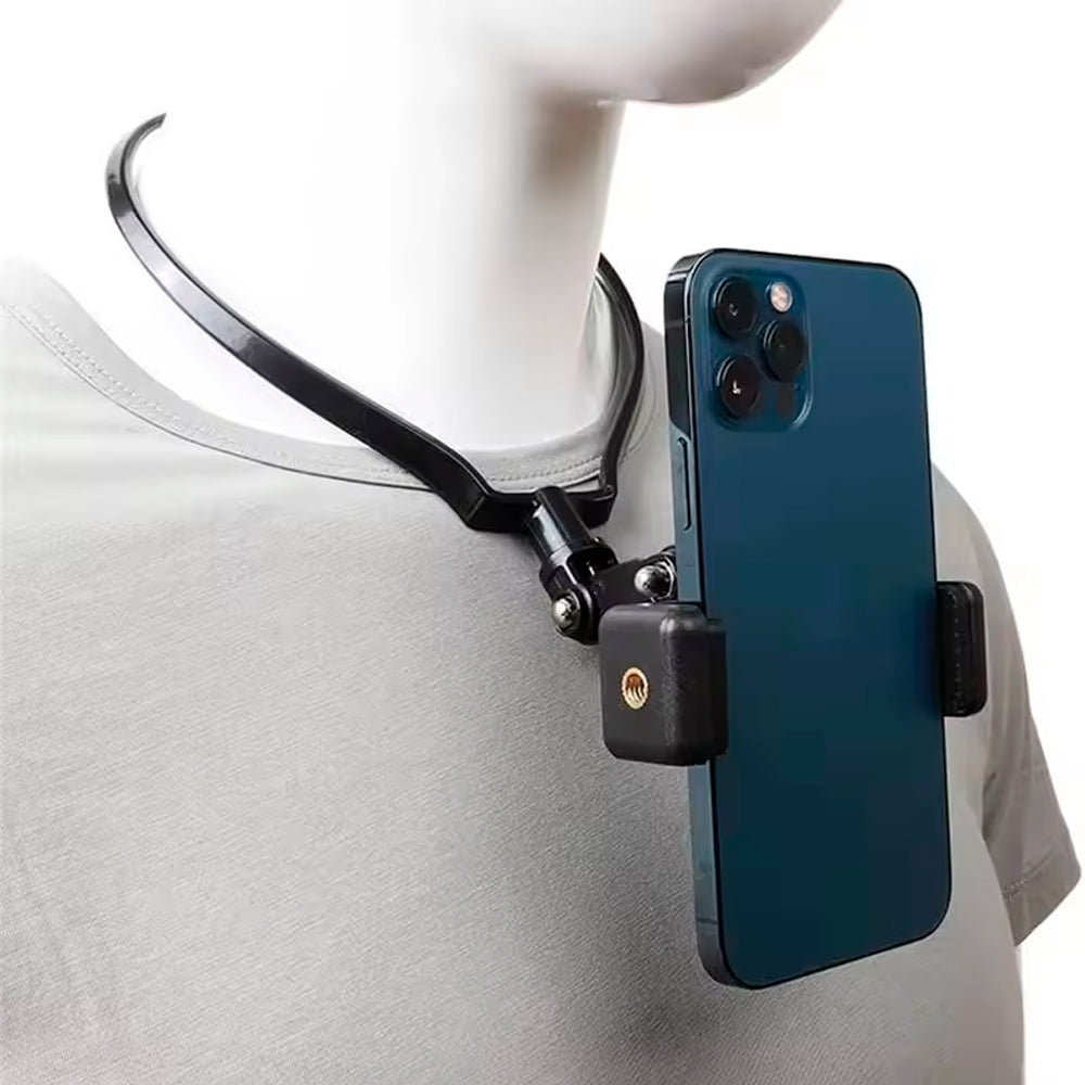 Suporte Para Smartphone e GoPro, Uso no Pescoço, Ajustável, Antivibração, Gravação em Perspectiva, Preto
