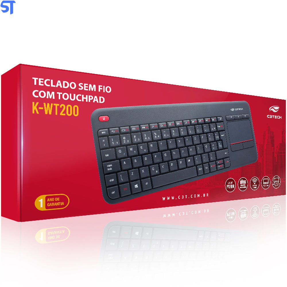 Teclado Sem Fio Com Touchpad K-WT200BK C3Tech