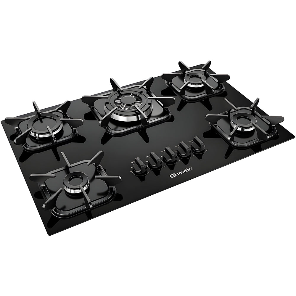 Fogão Cooktop á Gás Mueller 5 Bocas Preto, Bivolt