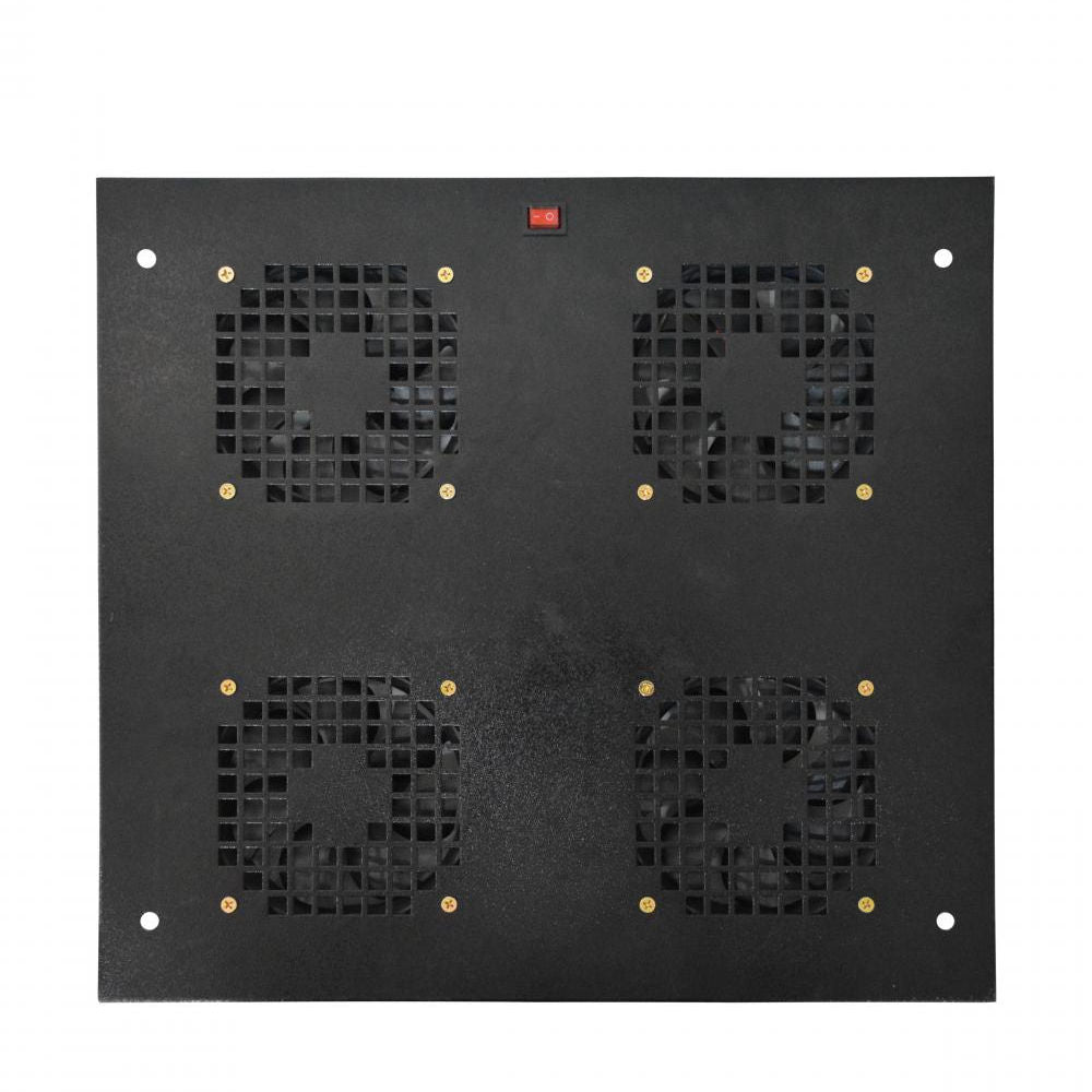 Kit Ventilação Forçada Rack 19" 1U 4 Coolers, Bivolt 110/220V, Chapa Aço Epóxi, Rolamento Blindado Max Eletron