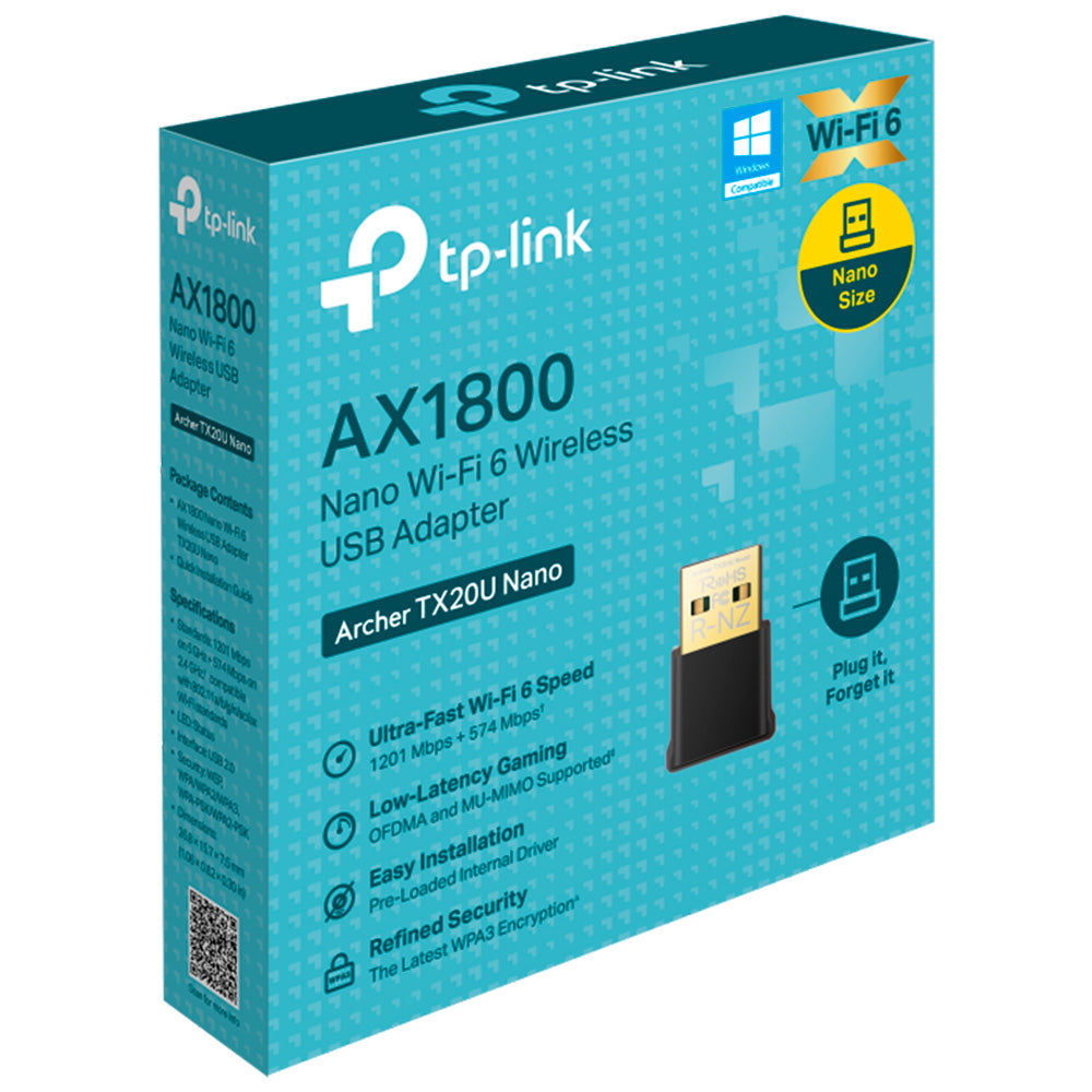 Adaptador Wi-Fi Tp-Link Archer TX20U Nano, AX1800, Dual Band, Wi-Fi 6