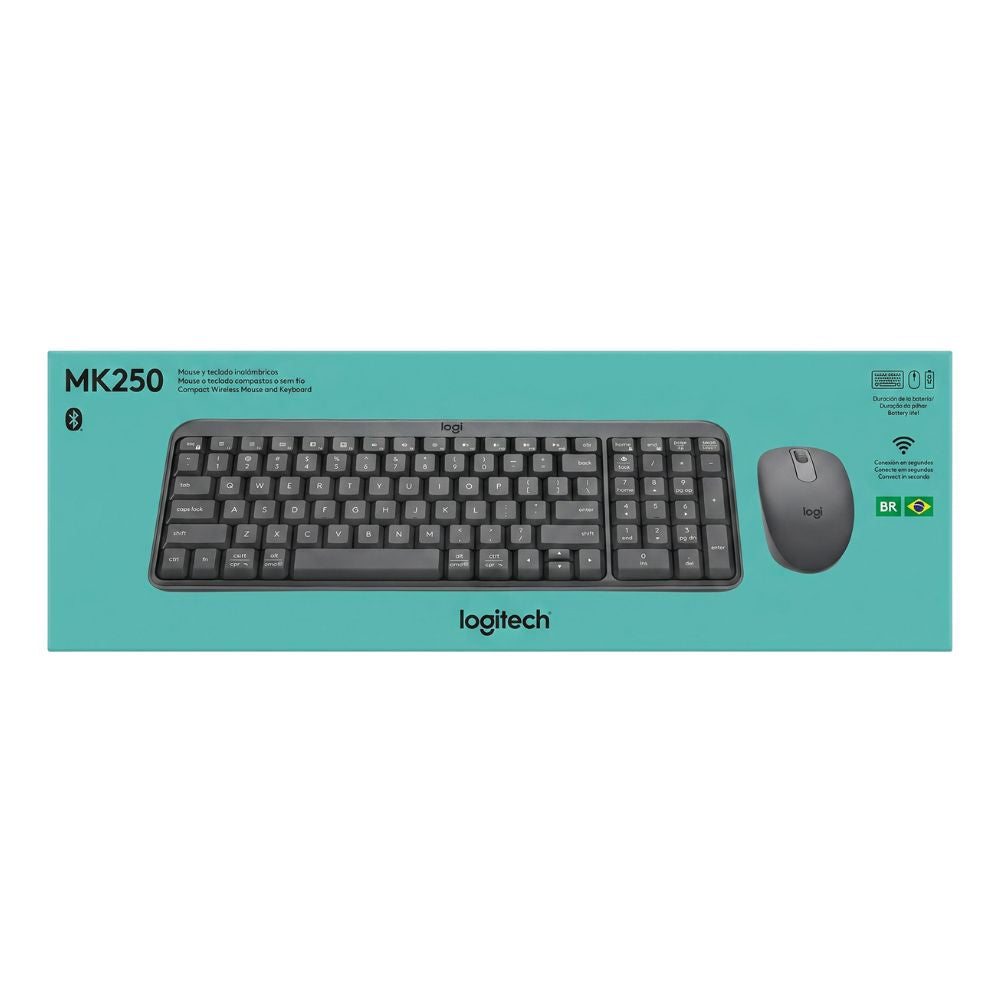 Kit Teclado e Mouse Logitech MK250 Bluetooth Grafite - 920-013516