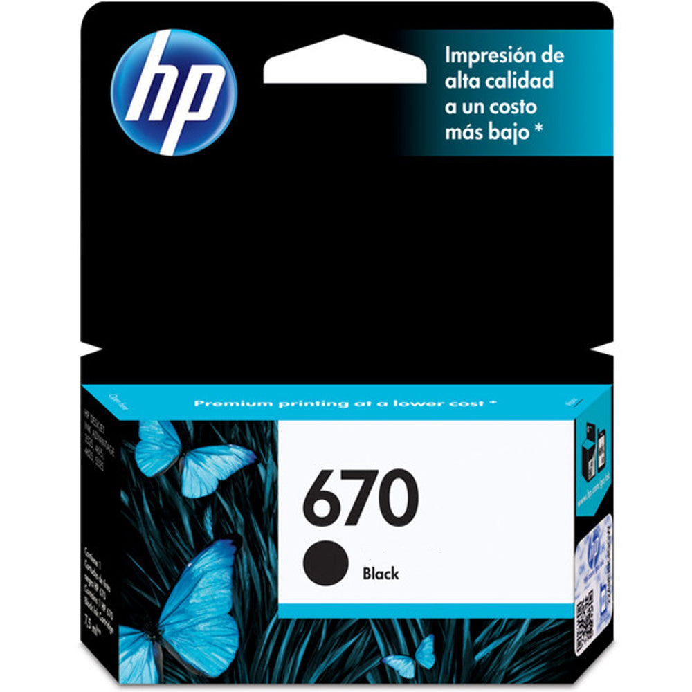 Cartucho de Tinta HP 670 Preto, Original, CZ113AB, Para HP Deskjet 4615-4625-5525
