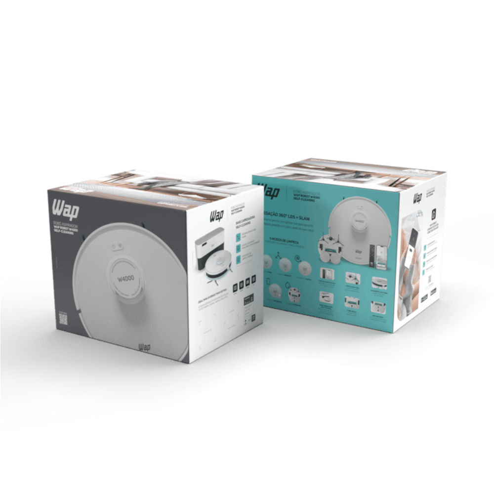 Robô Aspirador Wap Robot W4000  Estação Autolimpante, Mapeamento LDS 360°, Passa Pano com MOP Giratório 220V 60Hz