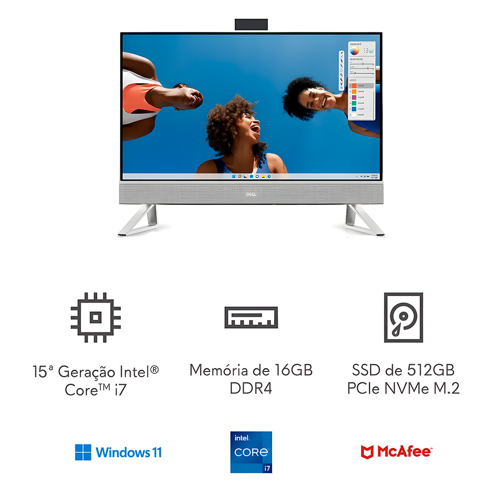Computador All In One Dell Inspiron 5430, Core i7-150U, 16GB RAM, 512GB SSD, i150u-M20SW, Wi-Fi, Win 11 Pro, Vitrine
