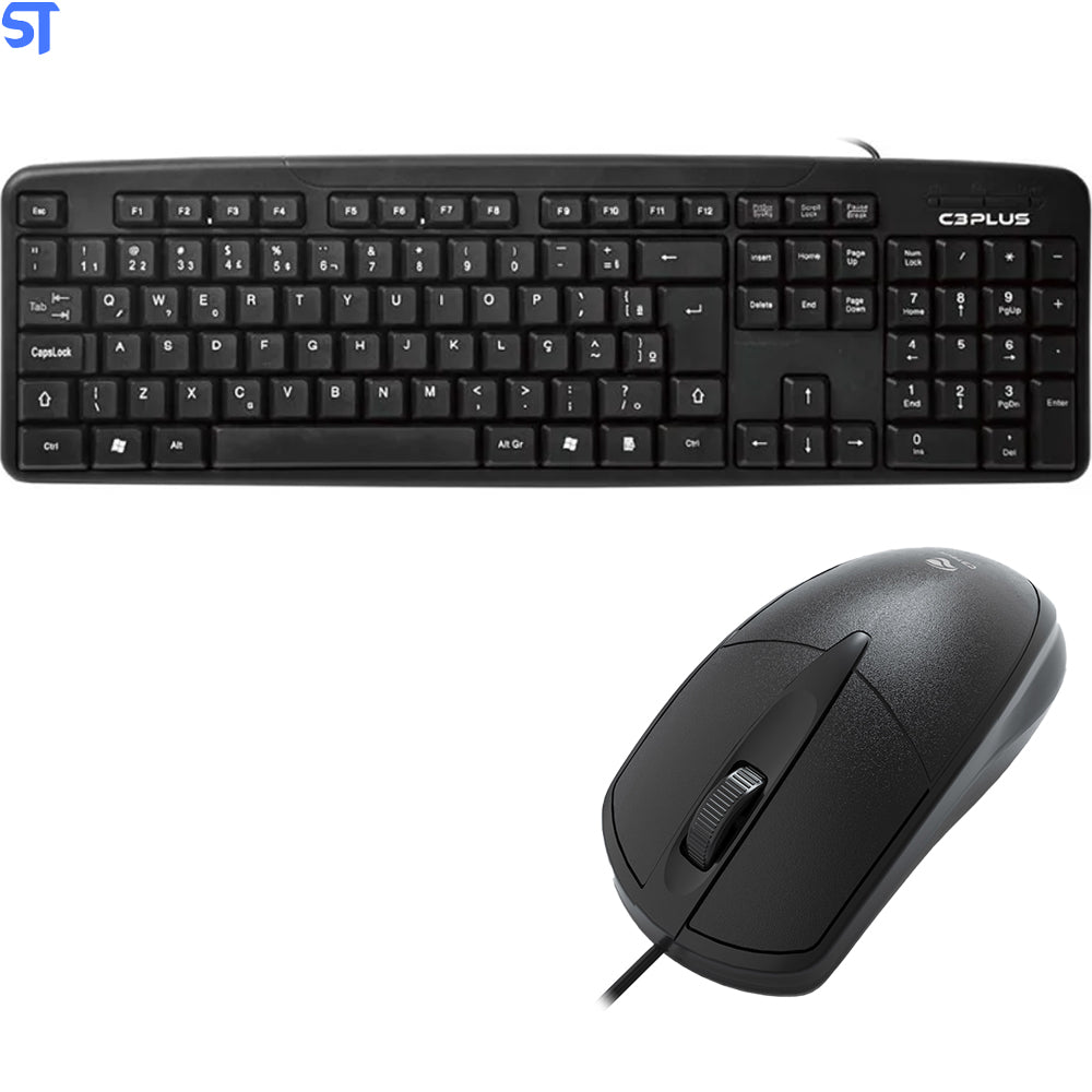 Kit Teclado e Mouse USB Padrão KB-11BKV2/ MS-31BK Preto C3PLUS C3 tech