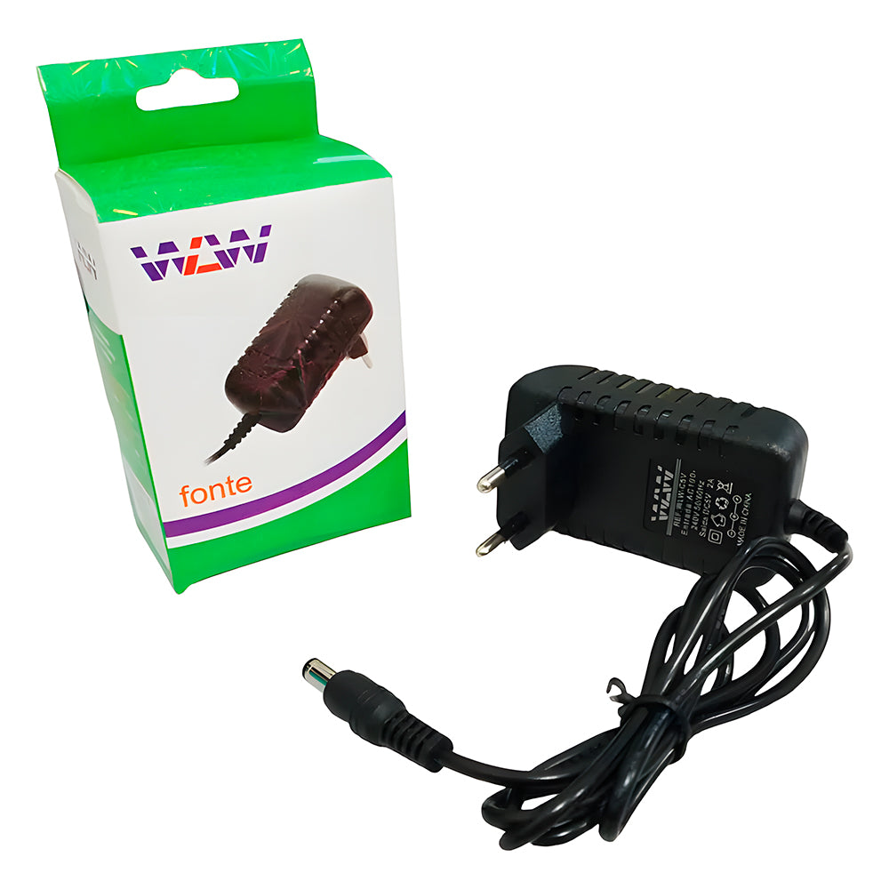 Fonte de Alimentação 12V 1A, Pino 5.5mm x 2.1mm - Modelo: WLW-C12V-5.5-2A, WLW