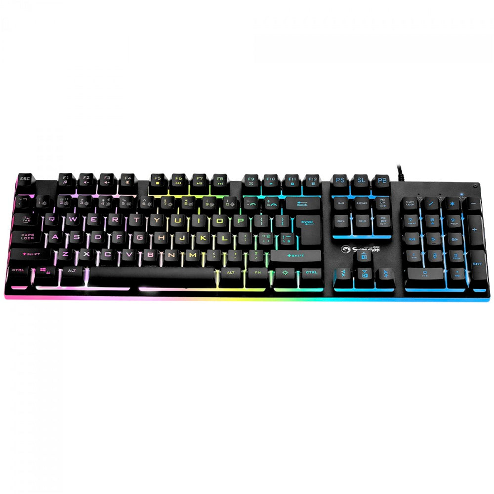 Teclado Gamer Marvo K604-BR com Fio USB, Membrana RGB, Anti-Ghosting, 104 Teclas, 12 Teclas Multimídia, ABNT2 - Preto
