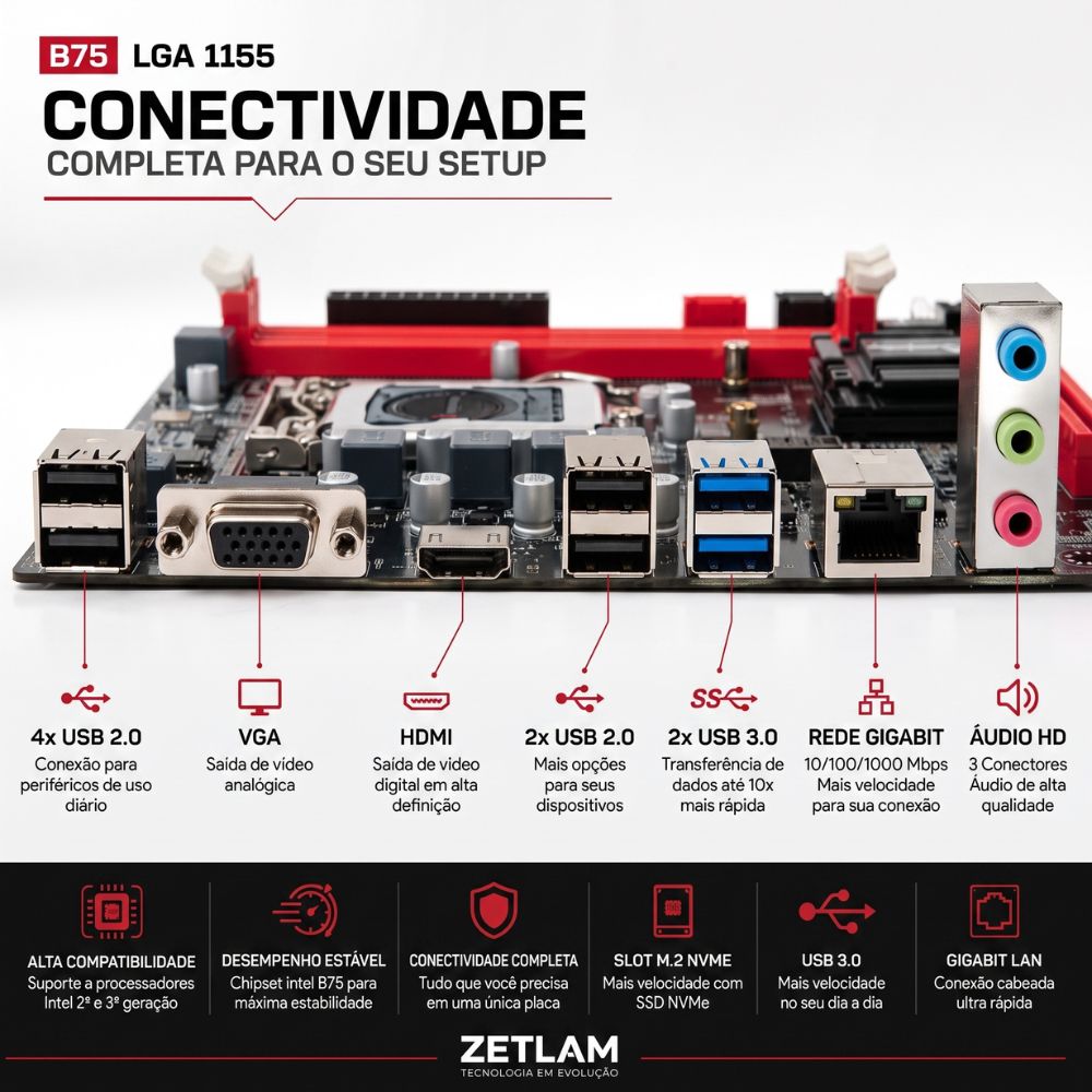Placa Mãe B75 Lga 1155 Memória Ddr3 Sata M.2 Usb 3.0 Suporte Intel Lga1155 Core I7 I5 I3 Desktop Mainboard HN_B75_V1.51