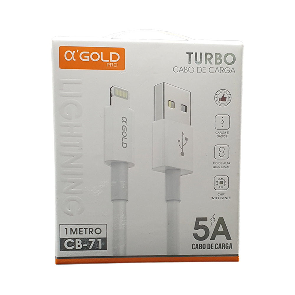 Cabo Tipo USB Para Lightning Metro Carregamento Rapido Golden CB-71