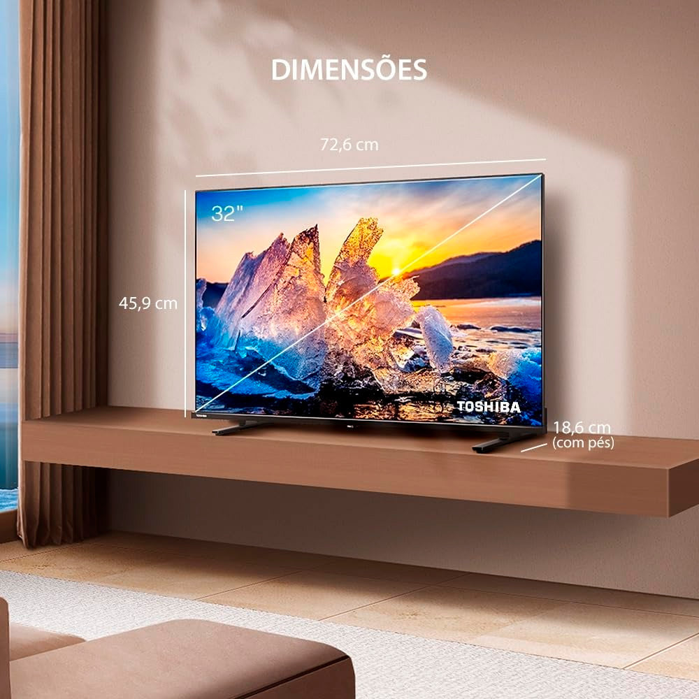 Smart TV 32" Toshiba HD TB020M Tela DLED com Assistente de Voz Integrado, Vidaa, Wi-Fi, USB, HDMI