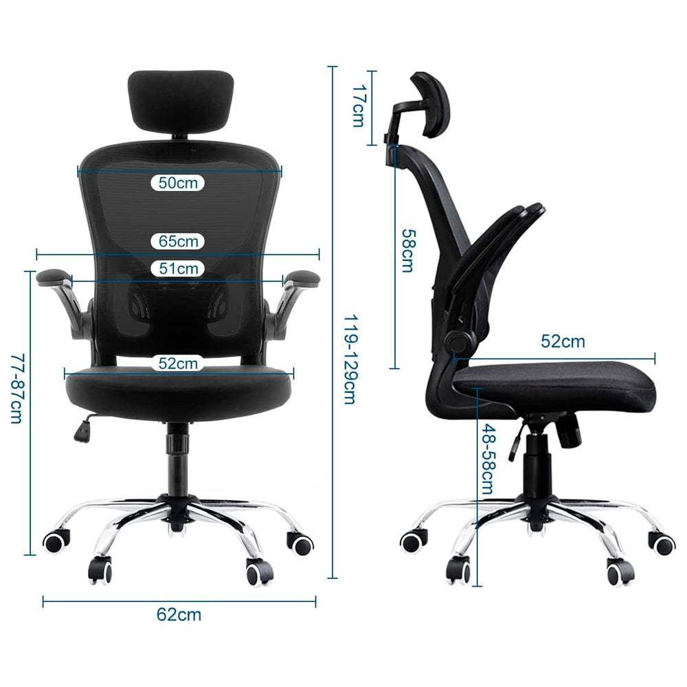 Cadeira Ergonômica Eurynom Giratória para Escritório e Home Office com Encosto Reclinável e Apoio Lomba, Preto
