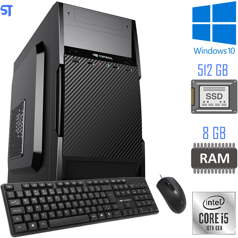 Computador Intel® Core™ i5 (10400)- H510M-G -Memoria DDR4 8GB 2400MHz - HD SSD 512GB -Com Teclado Mouse Brind MousePad