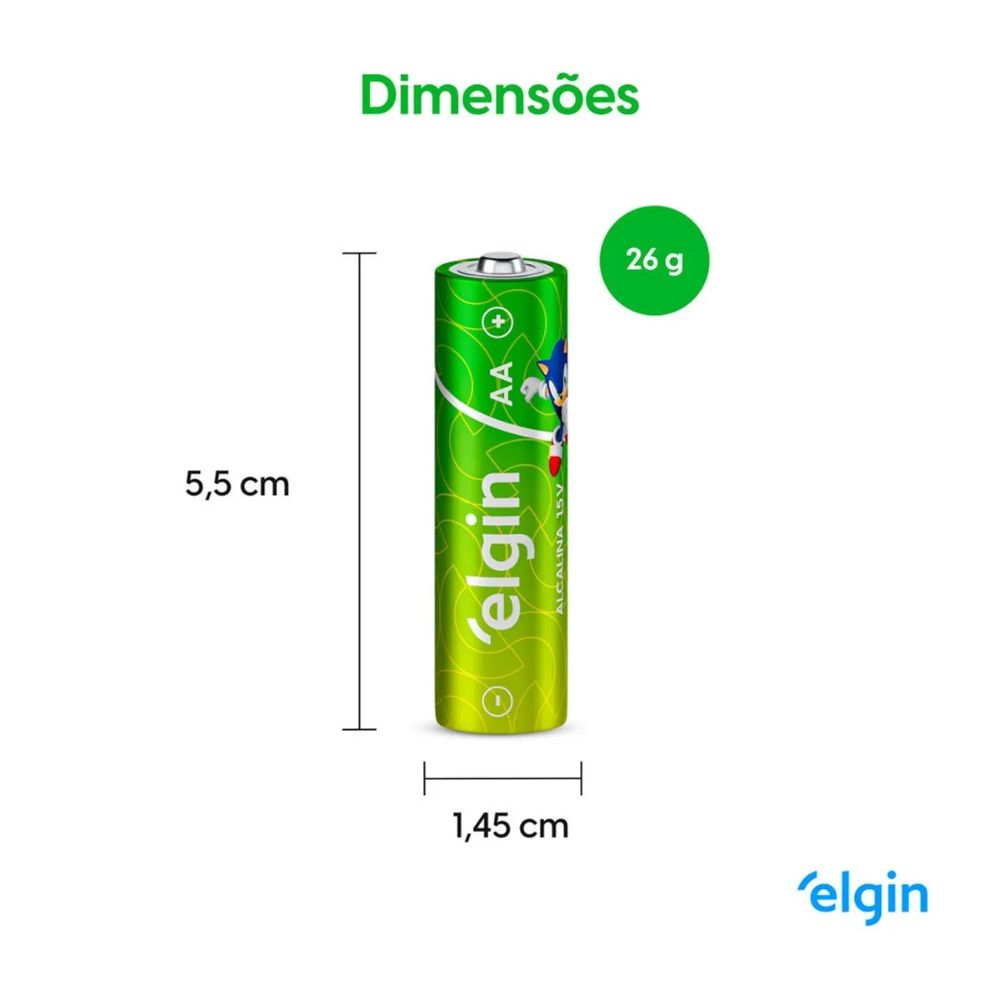 Pilha Alcalina AA Comum Elgin Shrink - Unidade (ELE000000082429)