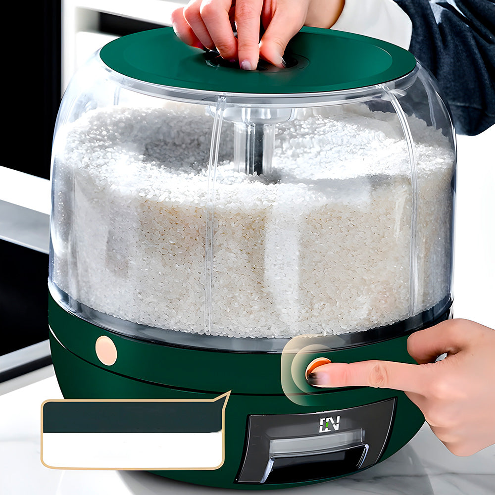 Dispenser De Alimentos E Grãos Giratório 360º, Com 6 Divisões - Verde