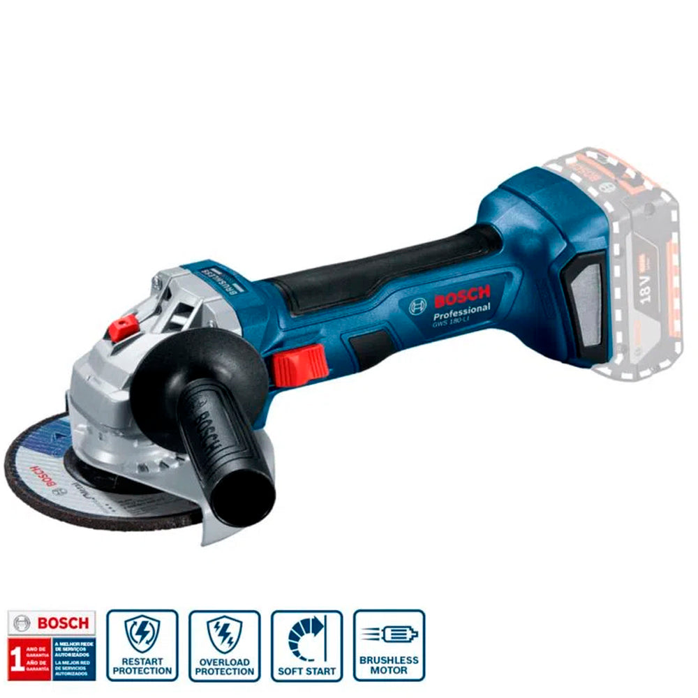 Esmerilhadeira Proficional Bosch A Bateria GWS 180-Li 18V SB