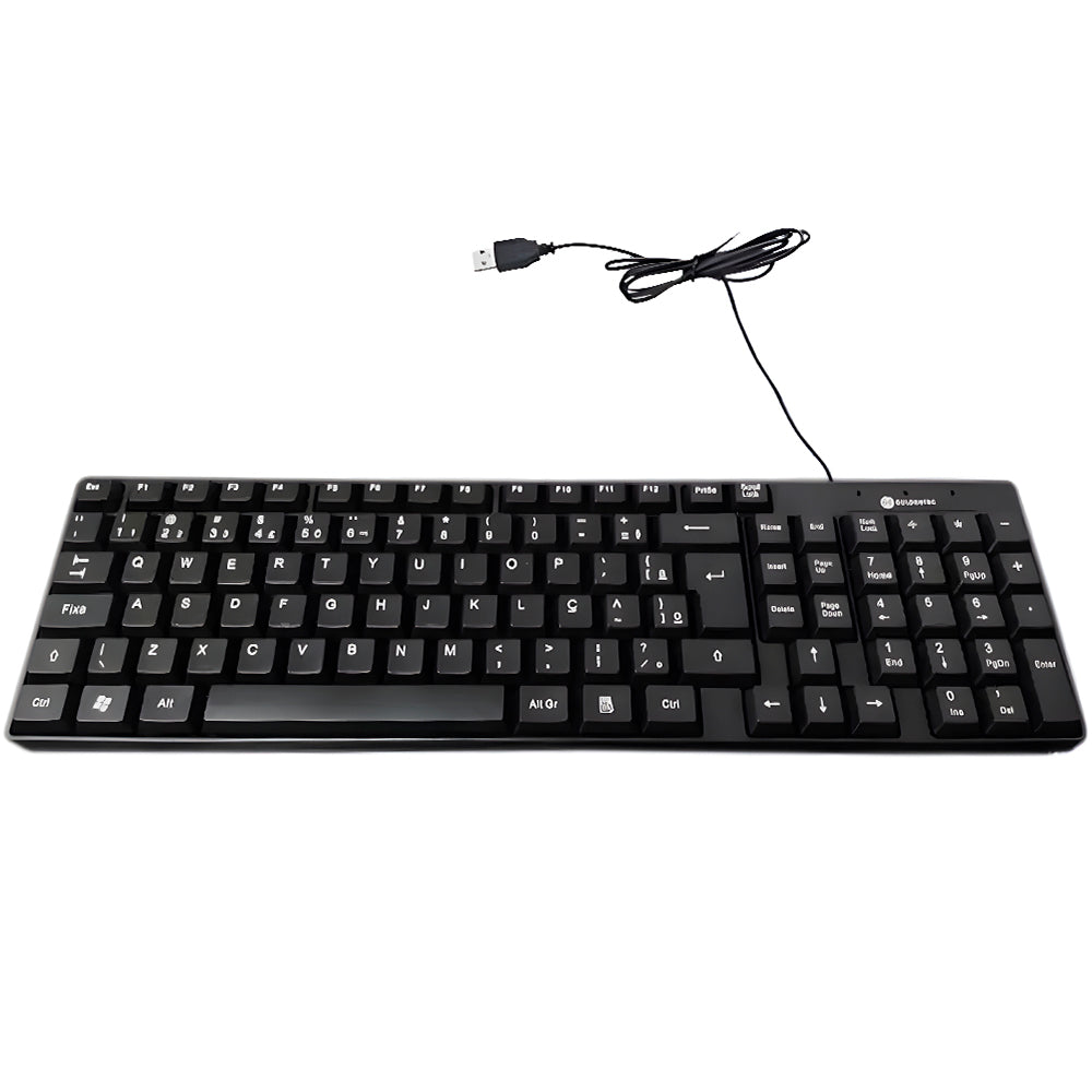 Teclado USB Slim, Plug And Play, Padrão ABNT2, GT-950, Goldentec - Preto