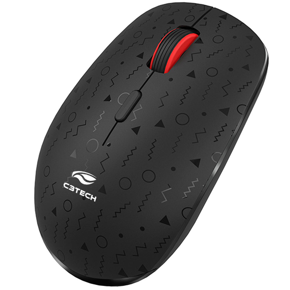 Mouse Sem Fio Recarregável M-W90BK, 1600 DPI, C3Tech - Preto