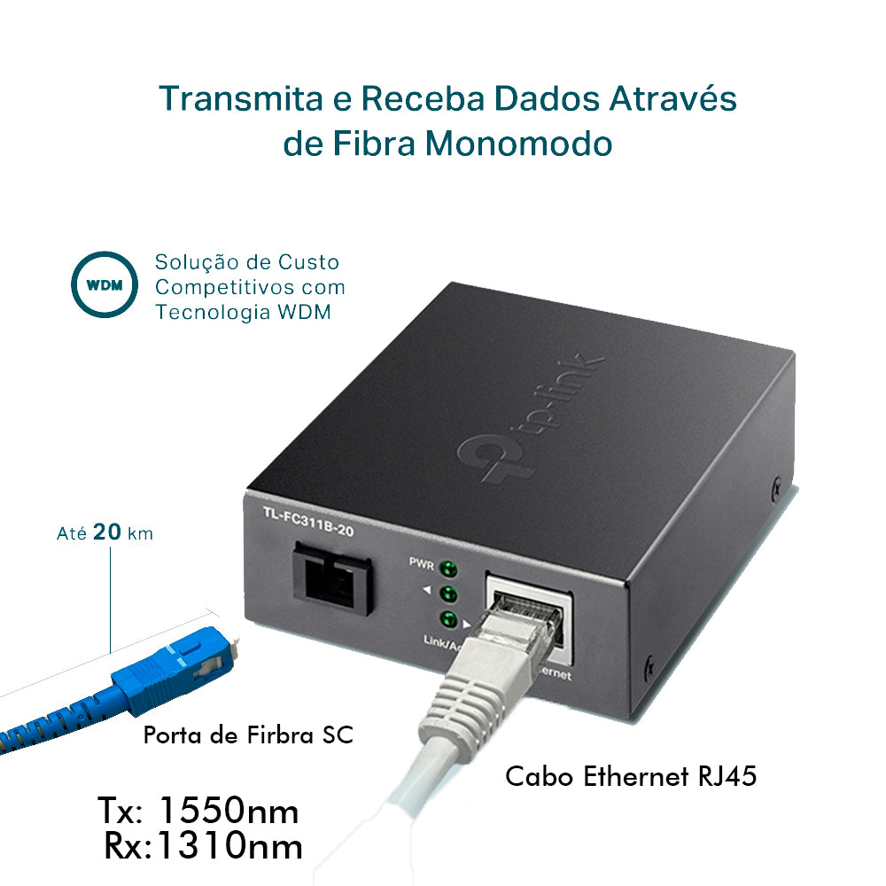 Conversor De Mídia TP-Link TL-FC311B-20 WDM Gigabit