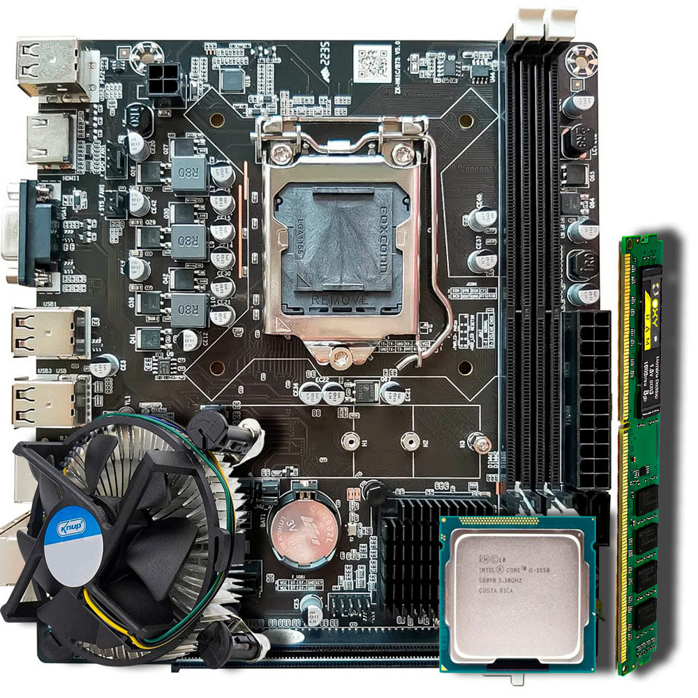 Kit Para Reparo de Computador, Placa Mãe GT-H61, Processador Core i3-3220, Cooler, Memória RAM 8GB DDR3