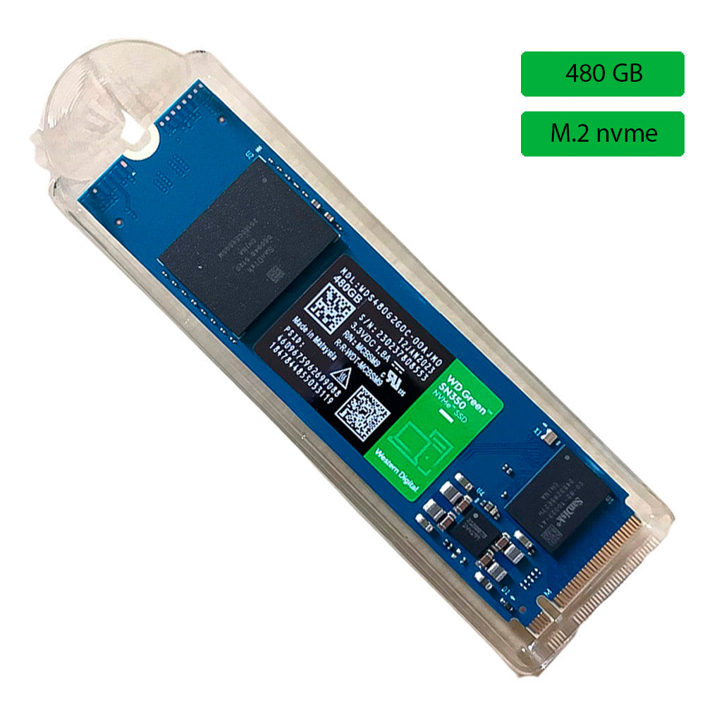 SSD M.2 Nvme 480GB, Western Digital, WD GREEN, 2280 SN350 PCIe Leitura: 2400MB/s e Gravação: 1650MB/s - WD S480G2G0C