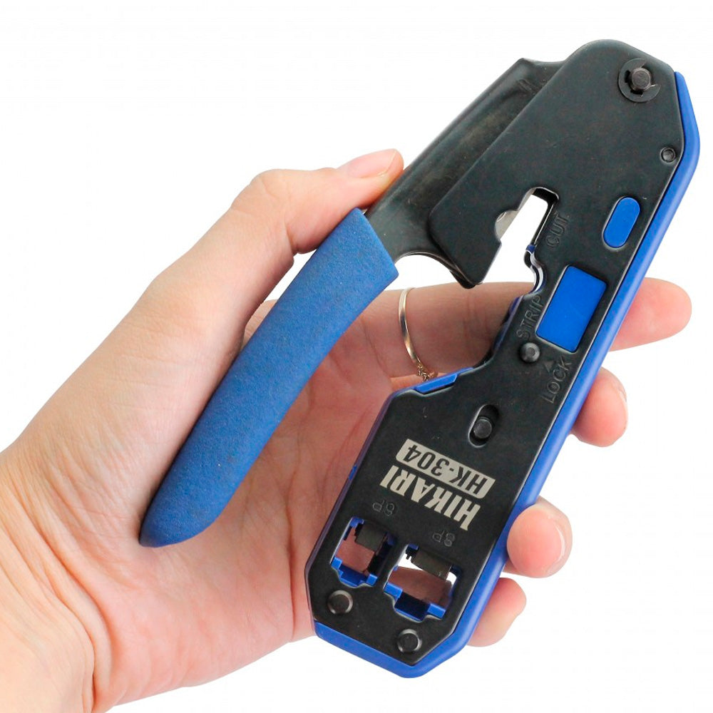 Alicate de Crimpar Rede RJ11 - RJ12 - RJ45 - Crimpa / Decapa / Corta - Hikari HK-304