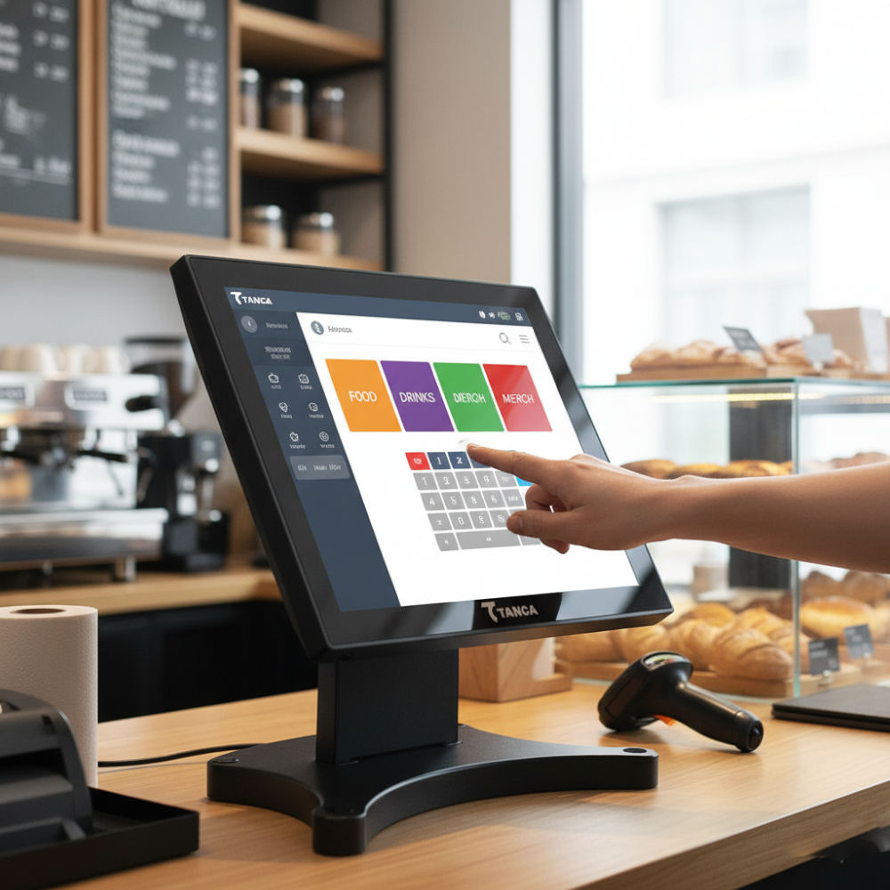 Monitor Touch Screen Tanca TMT-530 15" Capacitivo USB VGA HDMI, Base Ajustável – Preto