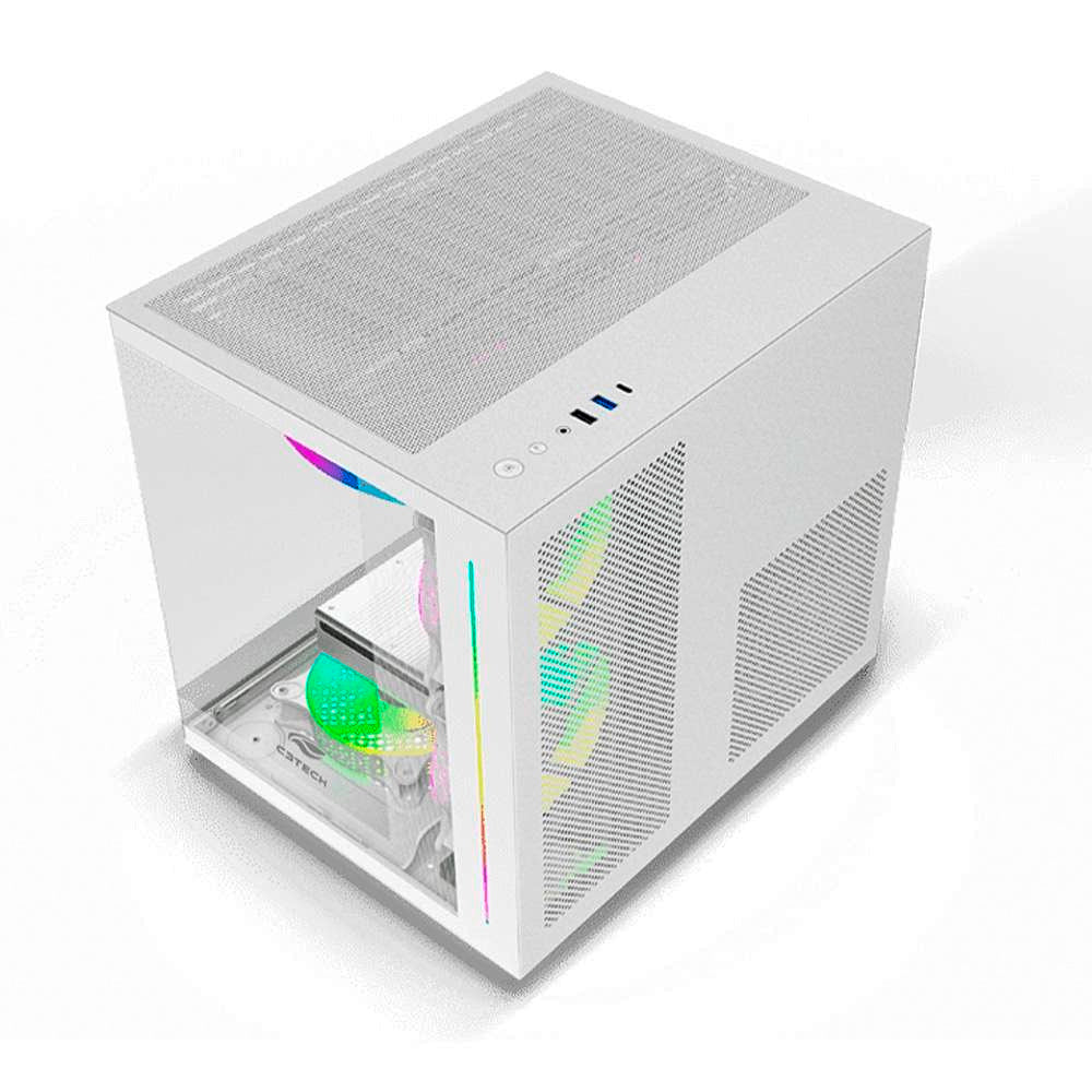 Gabinete Gamer C3Tech Gaming Aquarius MT-G810WH, Mini Tower, Micro ATX, Lateral em Vidro Temperado, Branco - MT-G810WH