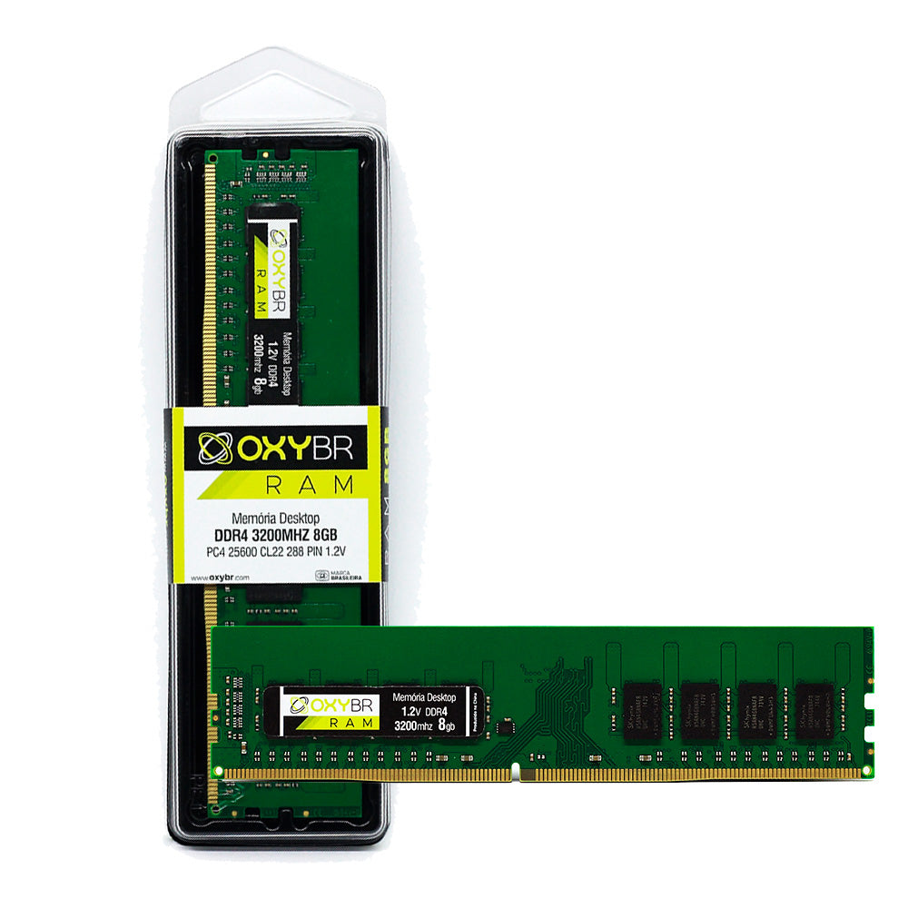 Memória RAM Desktop OxyBR 8GB DDR4 DIMM 3200MHz 288 pin 1.2V PC4-25600