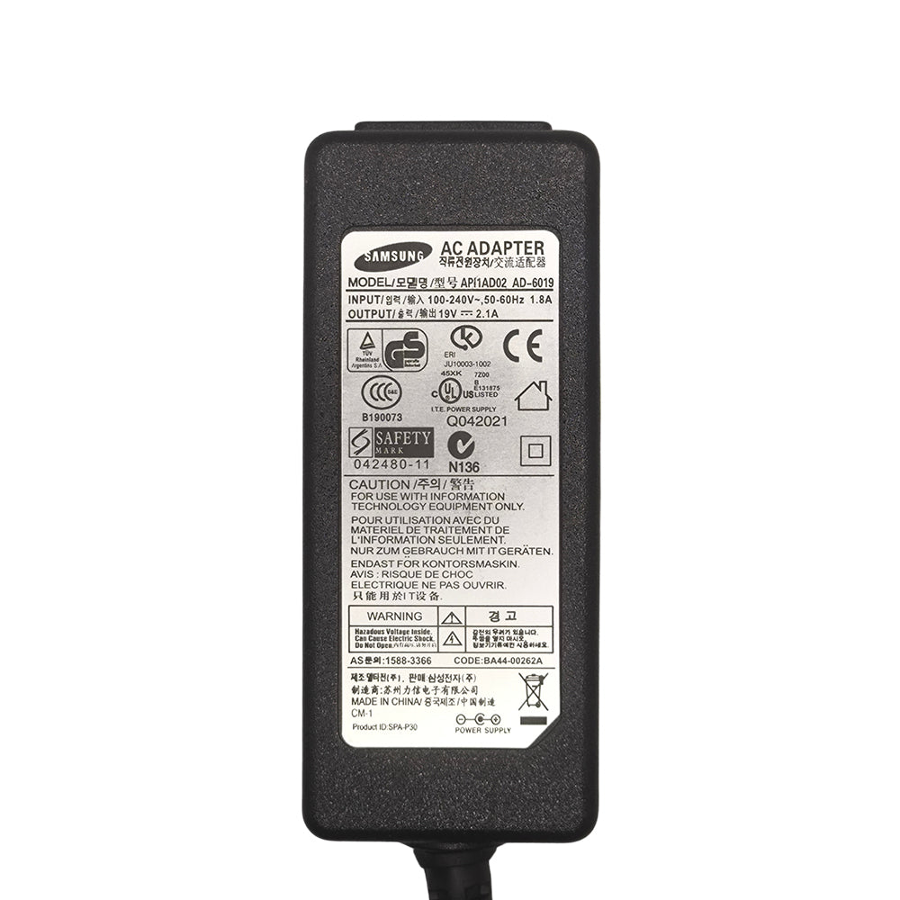 Fonte Compatível Notebook Ultrabook Samsung, 19V, 2.1A, Pino Preto 3.0mm x 1.1mm, AD-6019
