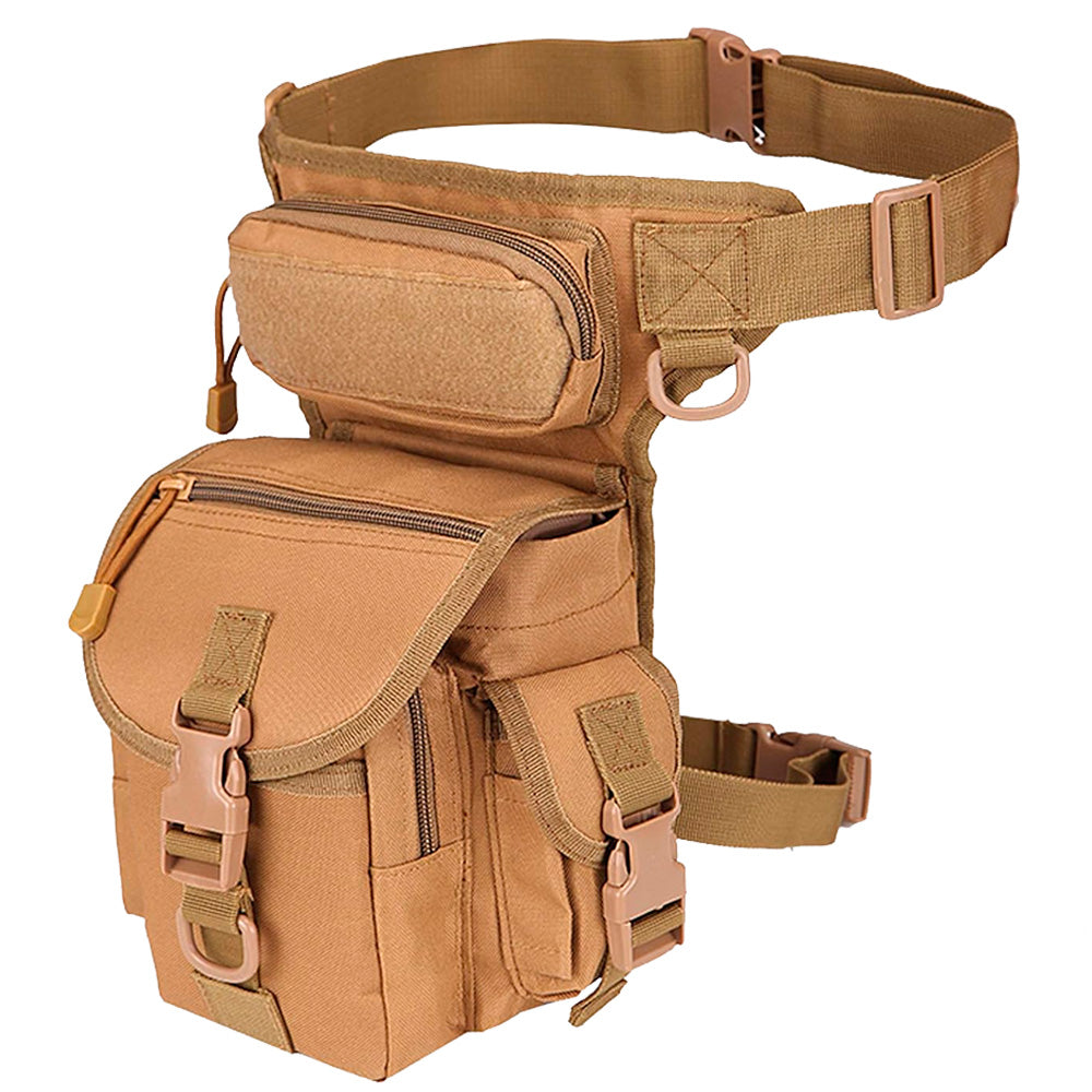 Pochete de Perna, Militar Com 7 Bolsos, Impermeável Com Ajuste de Tamanho, Multiuso - Bege