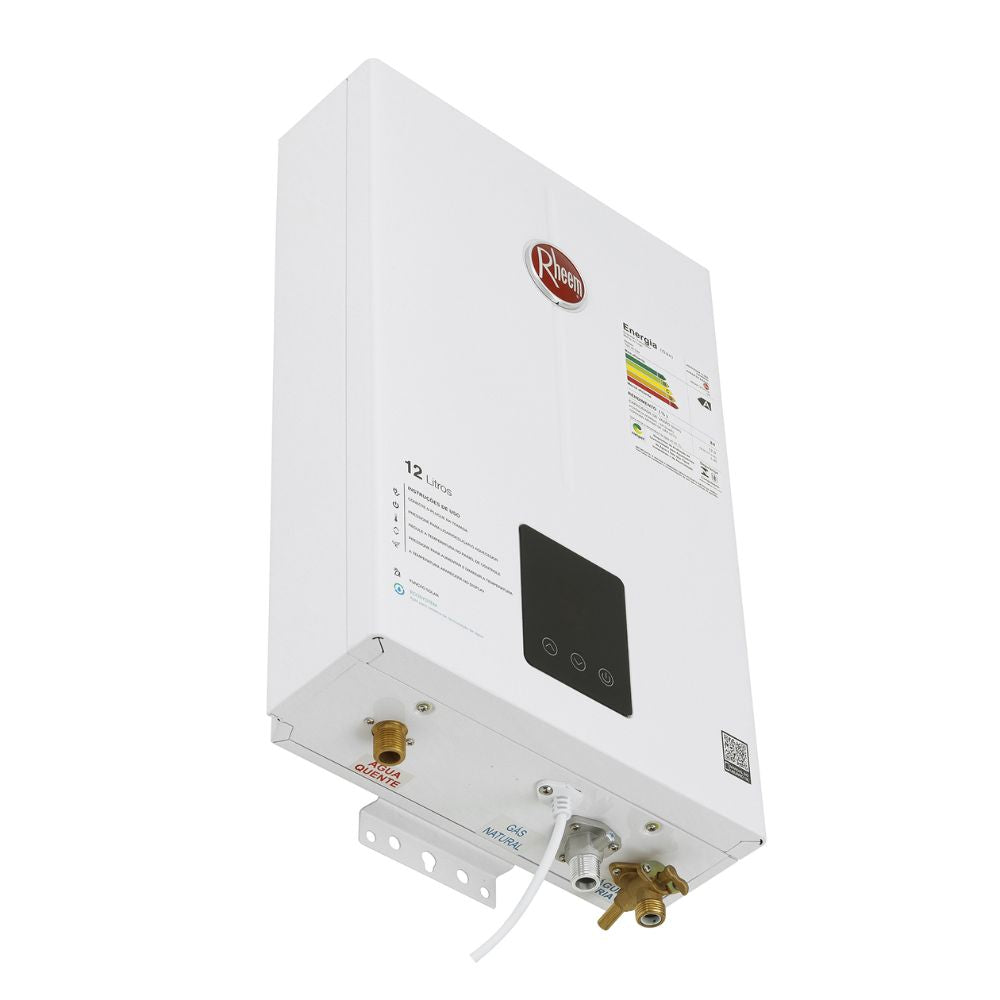 Aquecedor De Água A Gás Rheem Bivolt Digital 12 Litros Com 8 Sistemas de Segurança e Função Solar Gn-Branco